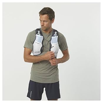 SALOMON ACTIVE SKIN 8 ホワイト SALOMON-ACTIVE SKIN 8 W SET WHITE/EBONY - Trail running bag